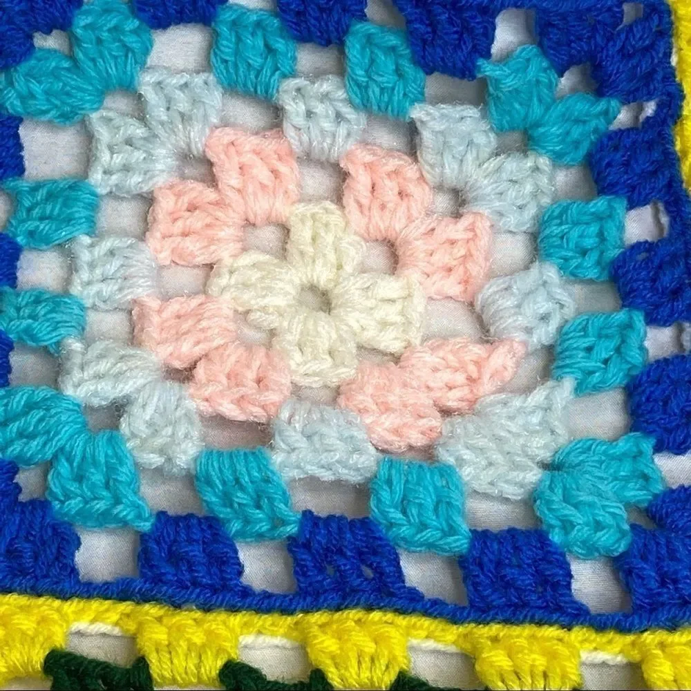 Hand crocheted granny square baby Afghan size 49” X 37”